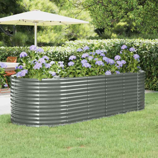 vidaXL Garden Raised Bed Galvanised Steel 249x100x68 cm Grey 1