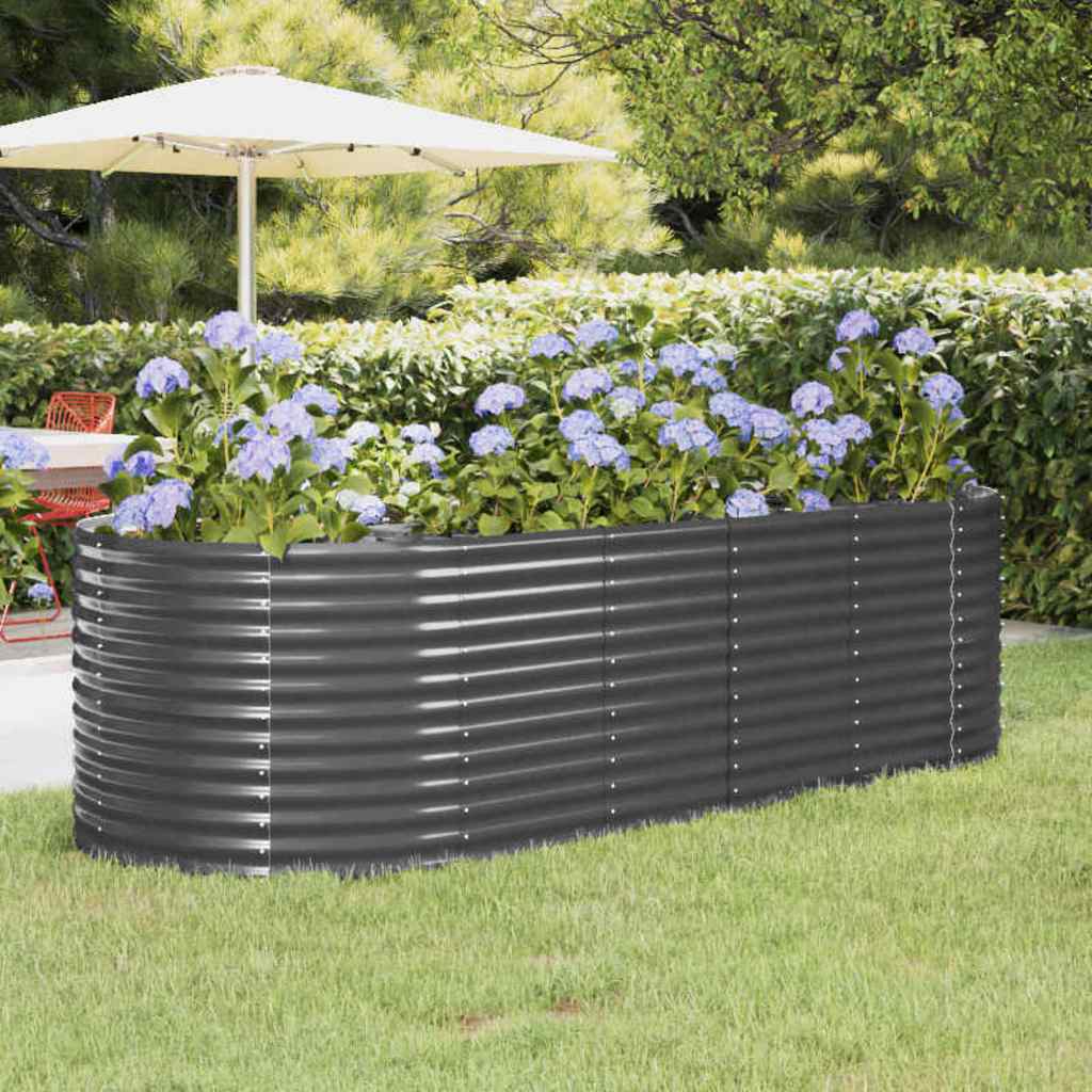 vidaXL Garden Raised Bed Galvanised Steel Depth 100 cm Anthracite