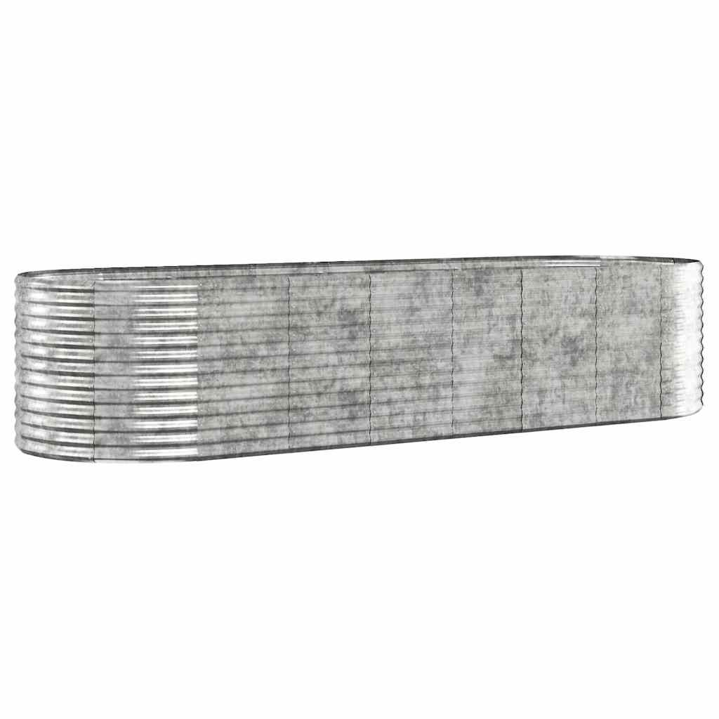 Garden Raised Bed Galvanised Steel Depth 100 cm Silver 322 cm