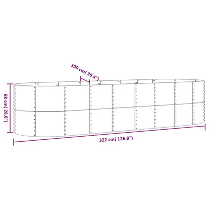 Garden Raised Bed Galvanised Steel Depth 100 cm Silver 322 cm