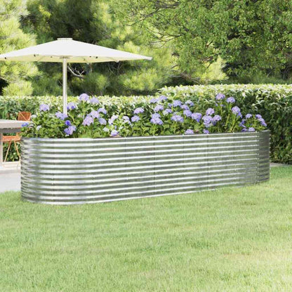 Garden Raised Bed Galvanised Steel Depth 100 cm Silver 322 cm