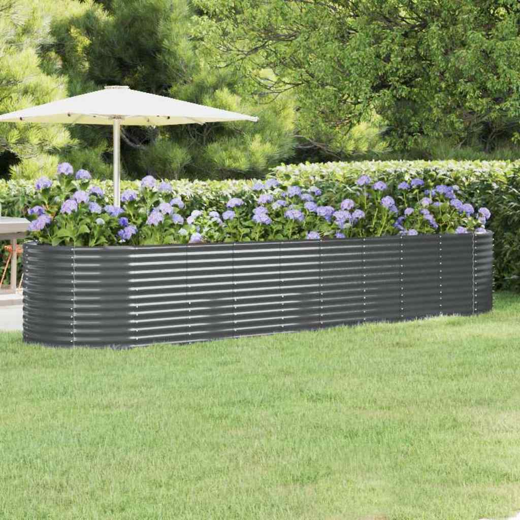 vidaXL Garden Raised Bed Galvanised Steel Depth 100 cm Anthracite