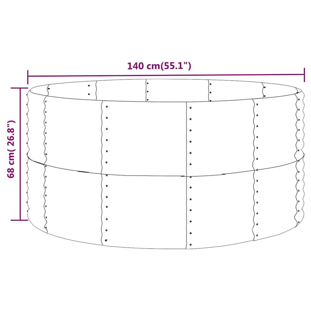 vidaXL Garden Raised Bed Green 140x140x68 cm Galvanised Steel 4