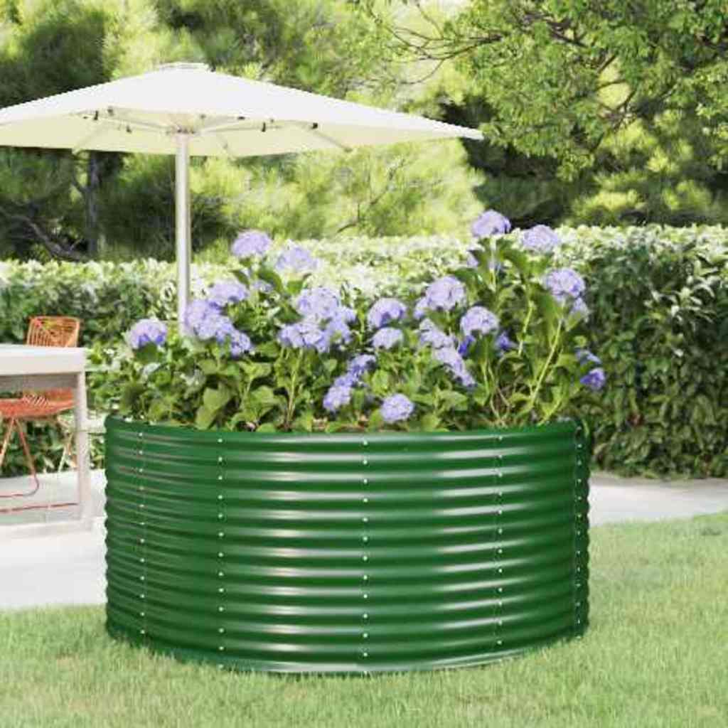 vidaXL Garden Raised Bed Green 140x140x68 cm Galvanised Steel 1