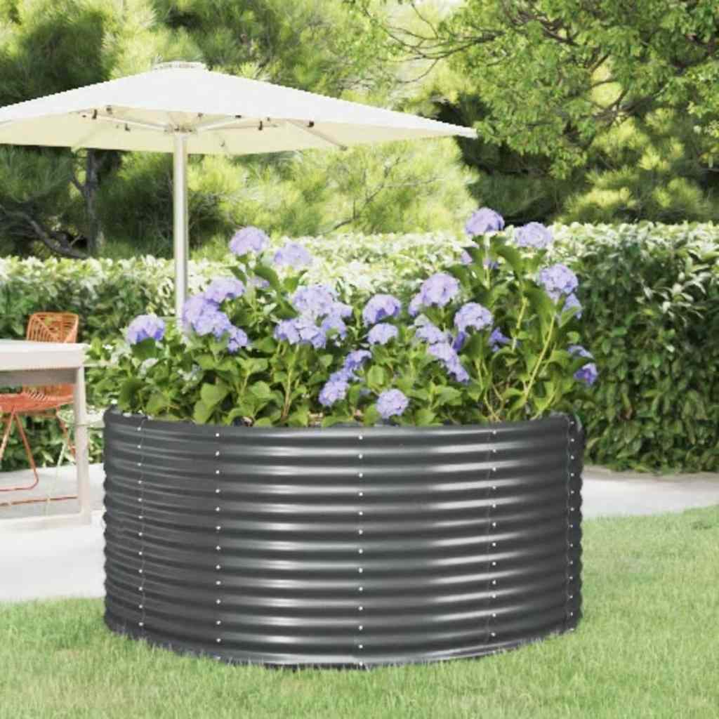 vidaXL Garden Raised Bed | Anthracite | Powder-coated steel | 140 cm diameter 1