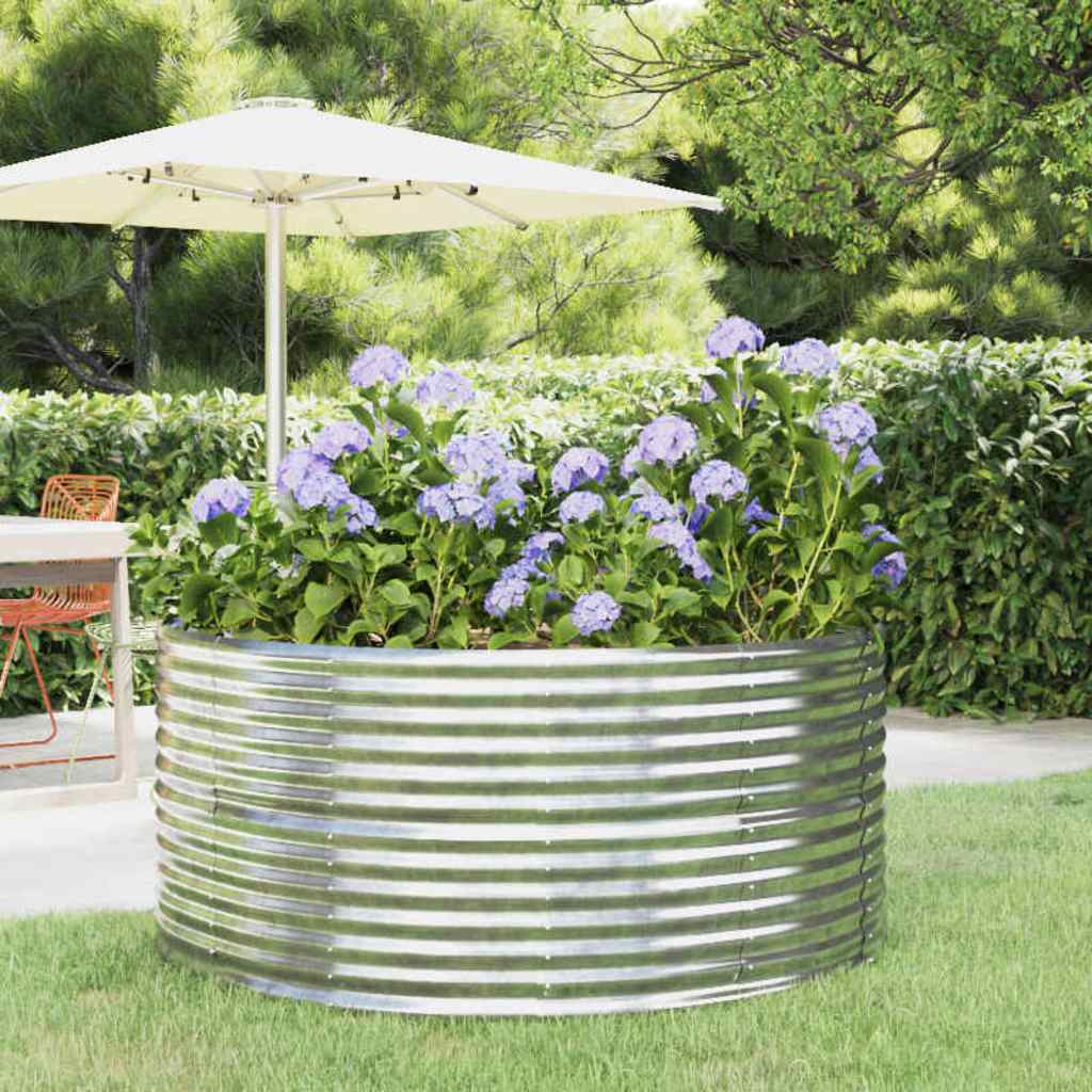 vidaXL Garden Raised Bed Silver 140x140x68 cm Galvanised Steel 1