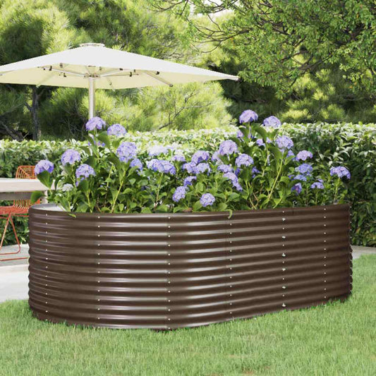 Garden Raised Bed Galvanised Steel Depth 140 cm Brown 212 cm