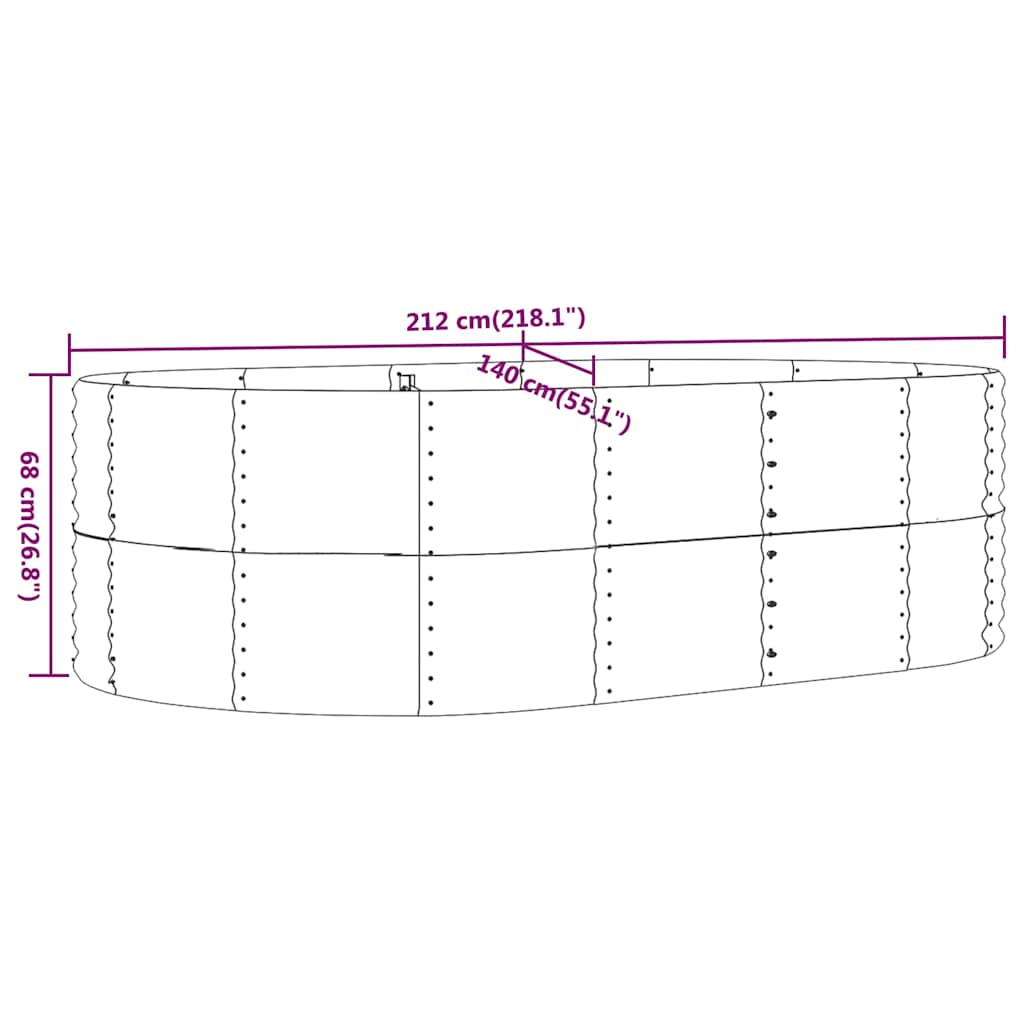vidaXL Garden Raised Bed Anthracite 212x140x68 cm Galvanised Steel 6