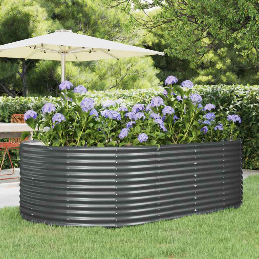 vidaXL Garden Raised Bed Anthracite 212x140x68 cm Galvanised Steel 1