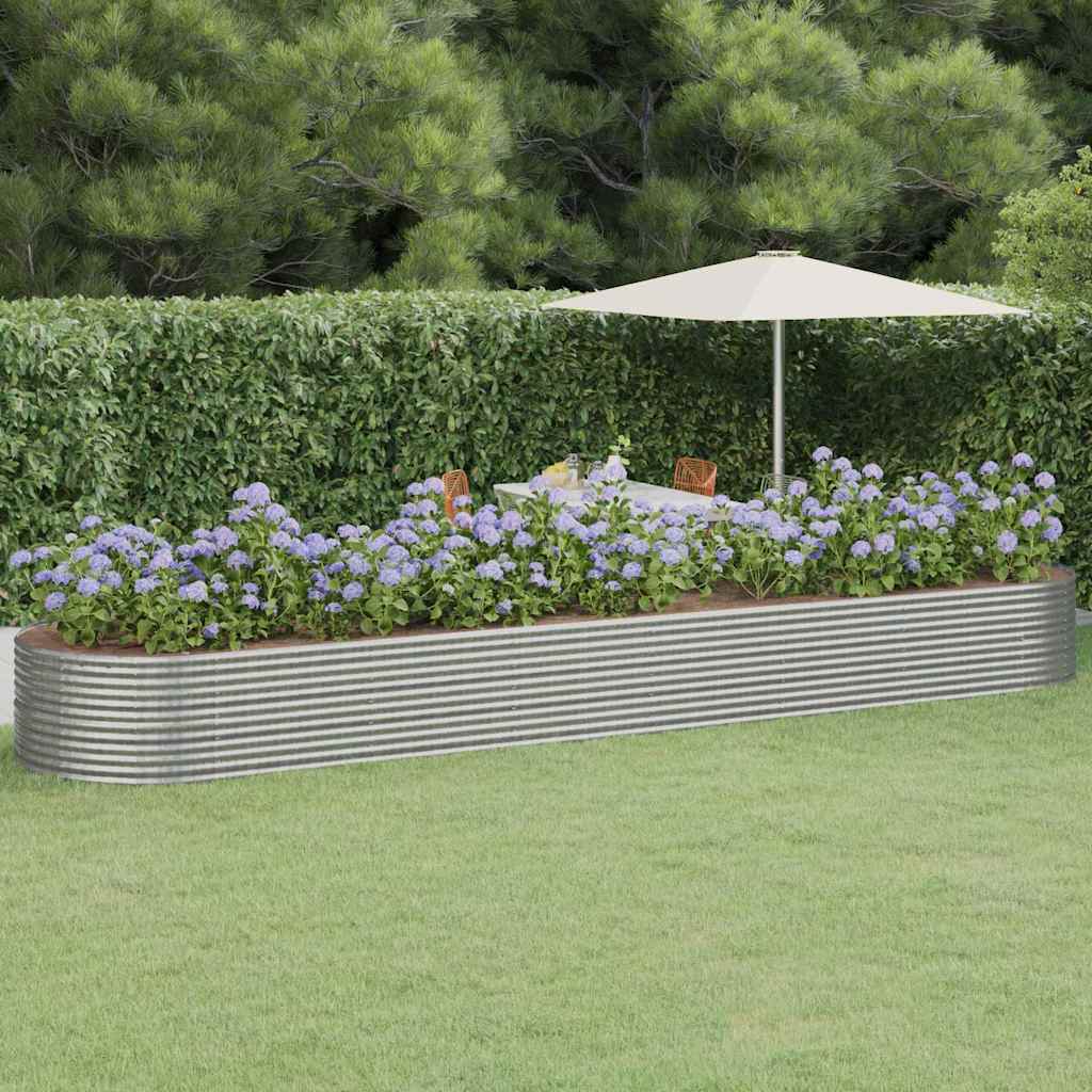 Garden Raised Bed Galvanised Steel Depth 140 cm Silver 584 cm