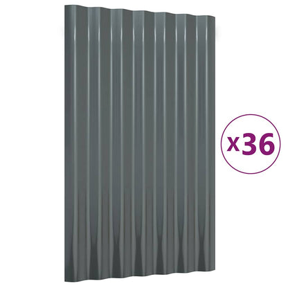 vidaXL Roof Panels 36 pcs Galvanised Steel Anthracite 60x36 cm 2