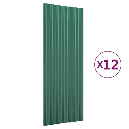 vidaXL Roof Panels 12 pcs Galvanised Steel Green 100x36 cm 2