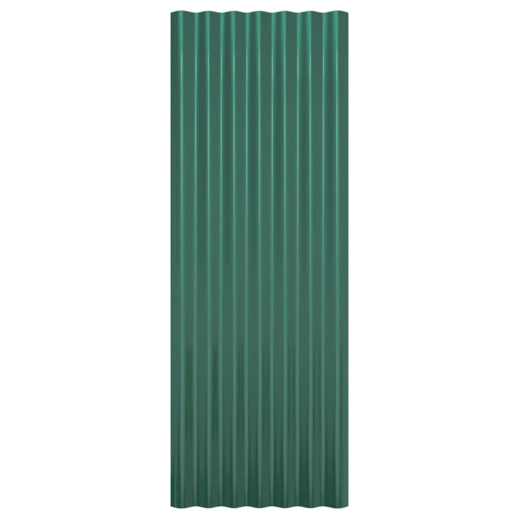 vidaXL Roof Panels 12 pcs Galvanised Steel Green 100x36 cm 4