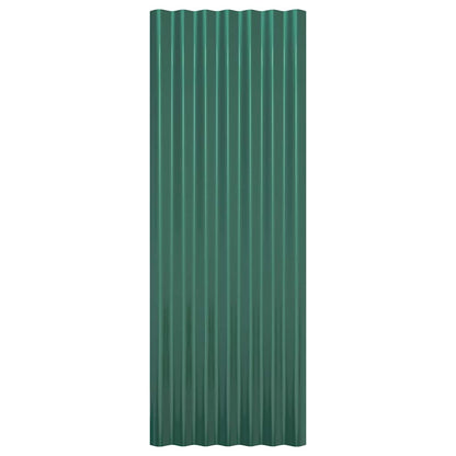 vidaXL Roof Panels 12 pcs Galvanised Steel Green 100x36 cm 4