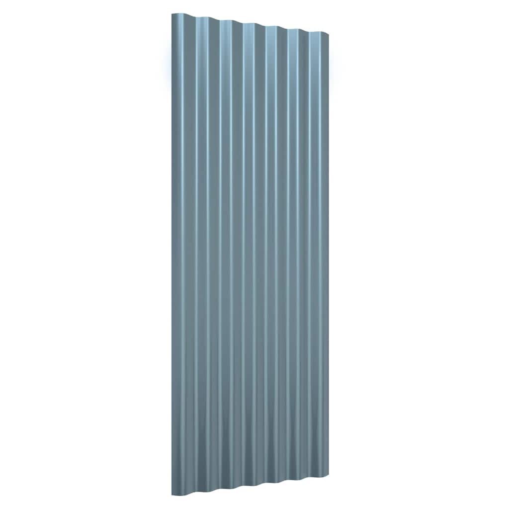 vidaXL Roof Panels 12 pcs Galvanised Steel Grey 100x36 cm 3