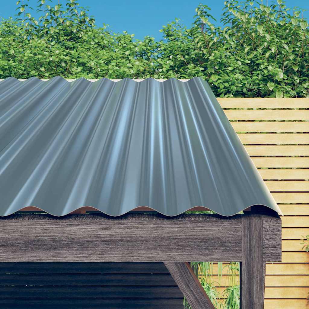 vidaXL Roof Panels 12 pcs Galvanised Steel Grey 100x36 cm 1