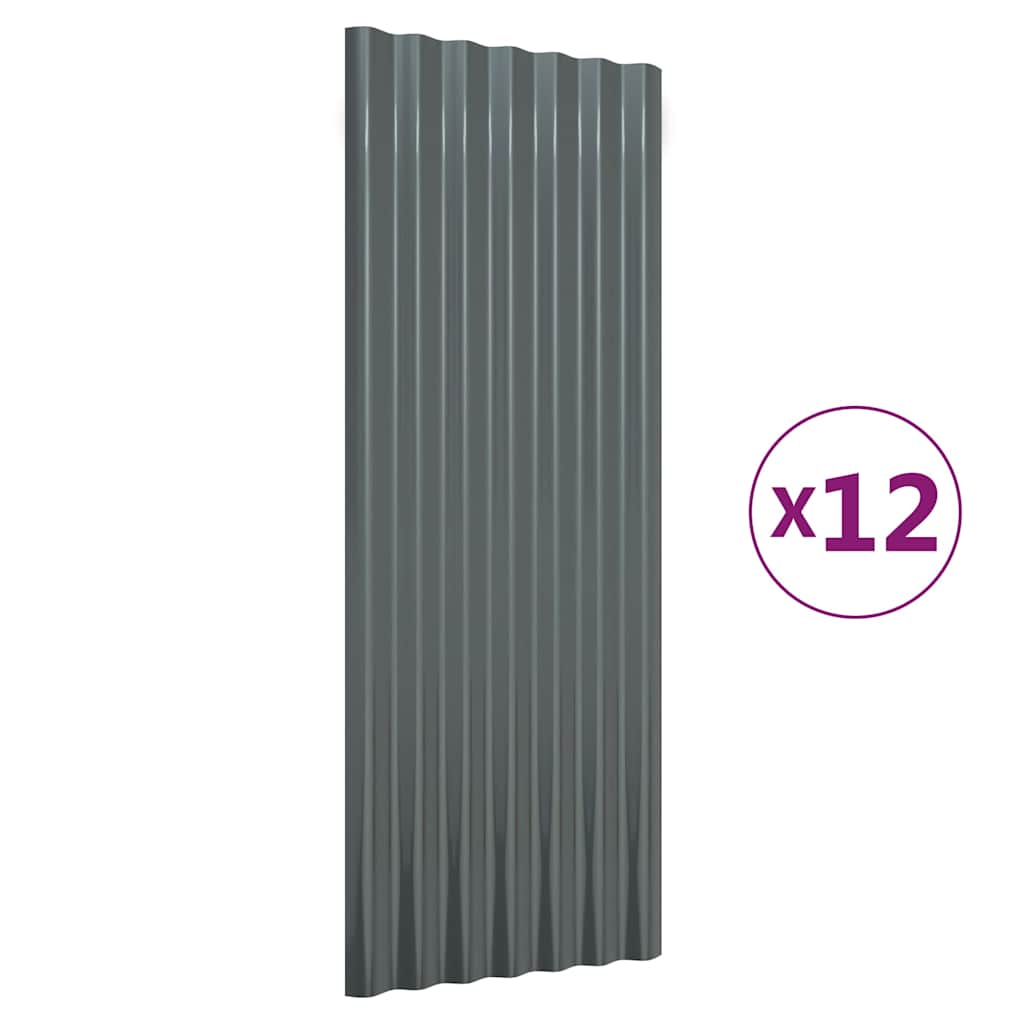 vidaXL Roof Panels 12 pcs Galvanised Steel Anthracite 100x36 cm 2