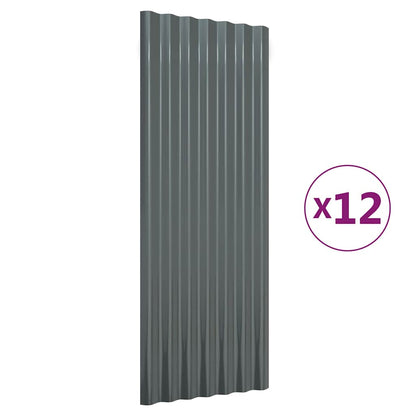 vidaXL Roof Panels 12 pcs Galvanised Steel Anthracite 100x36 cm 2