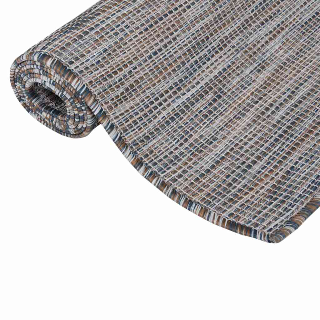 vidaXL Outdoor Flatweave Rug 160x230 cm Brown and Blue 3