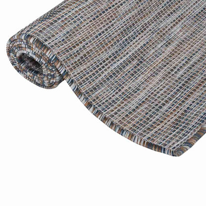 vidaXL Outdoor Flatweave Rug 160x230 cm Brown and Blue 3