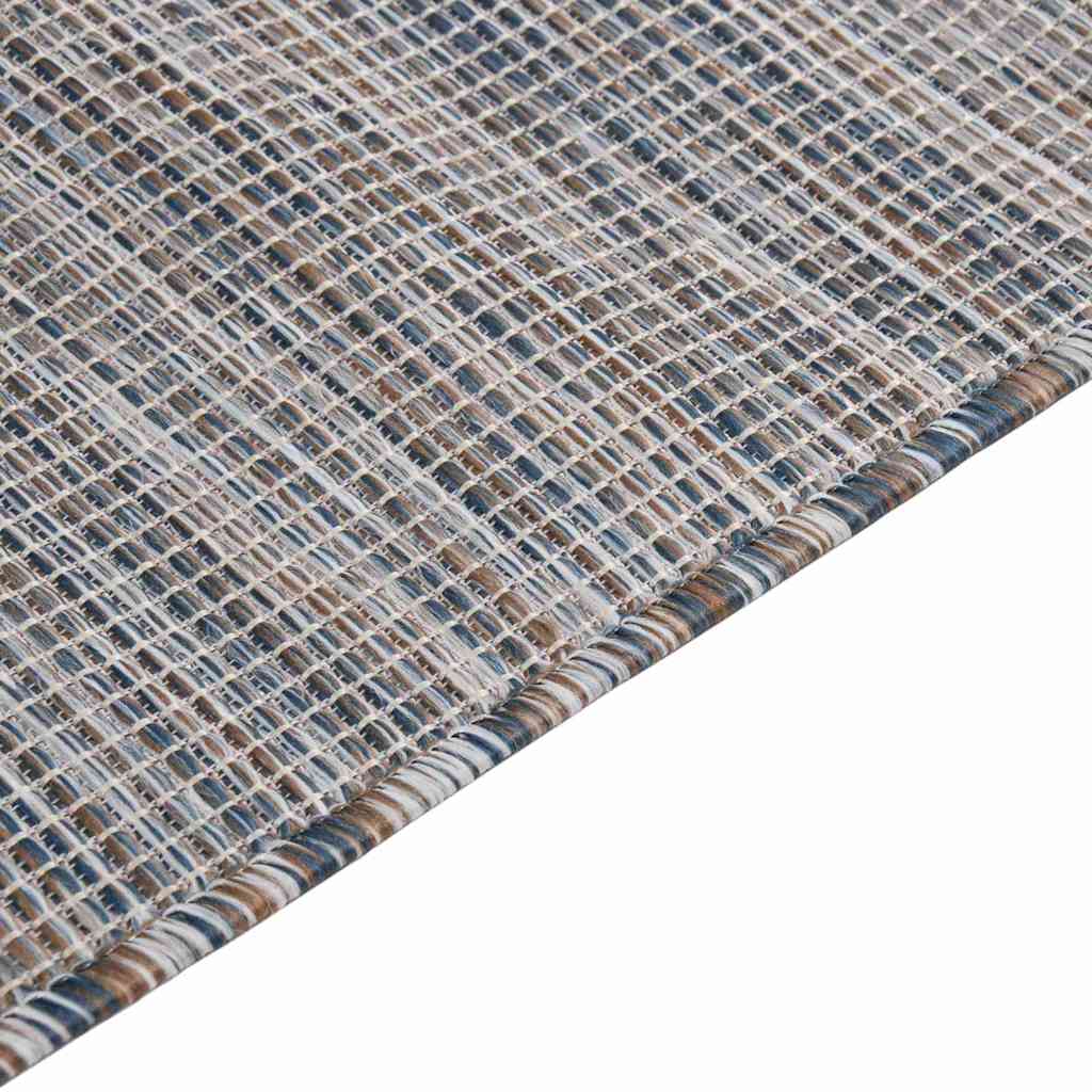 vidaXL Outdoor Flatweave Rug 160x230 cm Brown and Blue 4