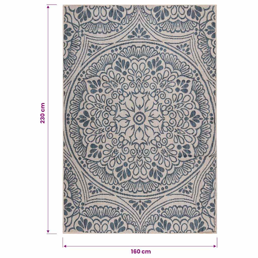 vidaXL Outdoor Flatweave Rug 160x230 cm Blue Pattern 6