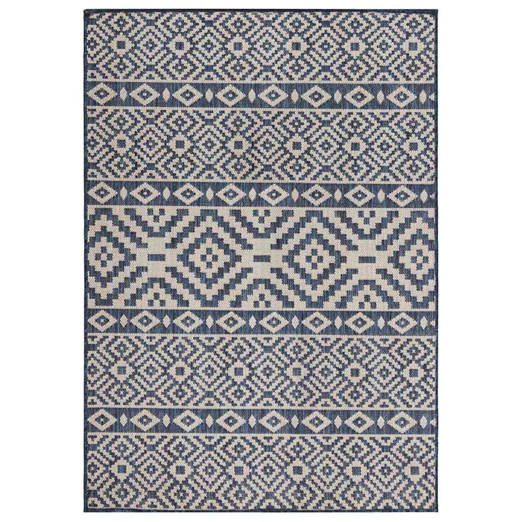 vidaXL Outdoor Flatweave Rug 160x230 cm Blue Stripes 1