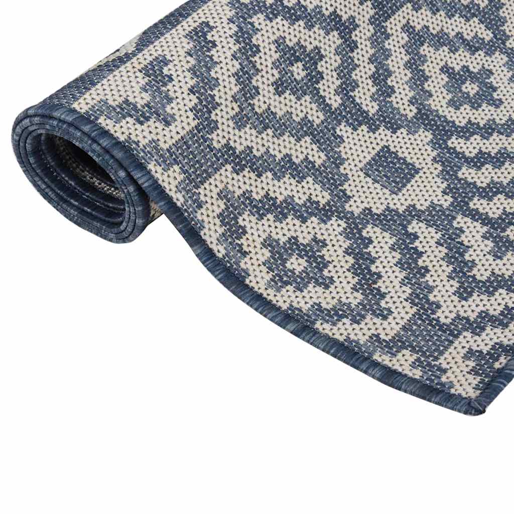vidaXL Outdoor Flatweave Rug 160x230 cm Blue Stripes 3
