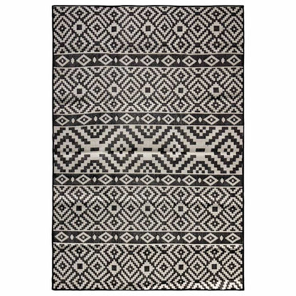 vidaXL Outdoor Flatweave Rug 160x230 cm Black Stripes 1