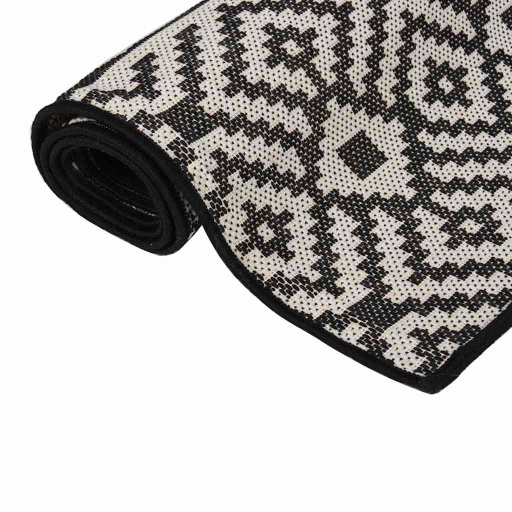 vidaXL Outdoor Flatweave Rug 160x230 cm Black Stripes 3