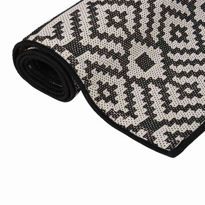 vidaXL Outdoor Flatweave Rug 160x230 cm Black Stripes 3