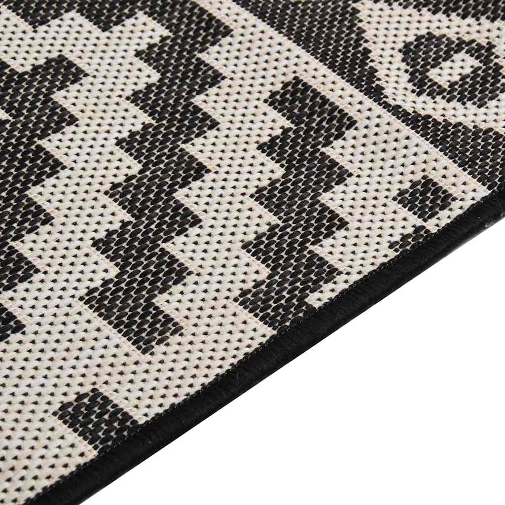 vidaXL Outdoor Flatweave Rug 160x230 cm Black Stripes 4