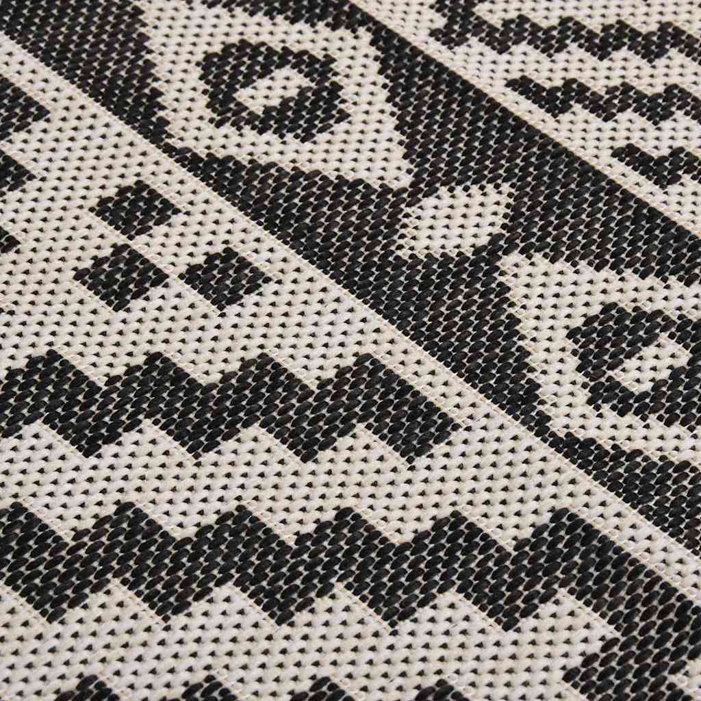 vidaXL Outdoor Flatweave Rug 160x230 cm Black Stripes 5