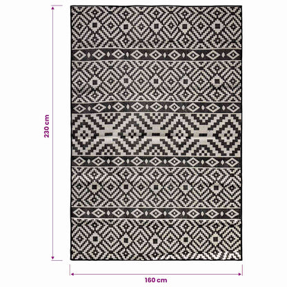 vidaXL Outdoor Flatweave Rug 160x230 cm Black Stripes 6