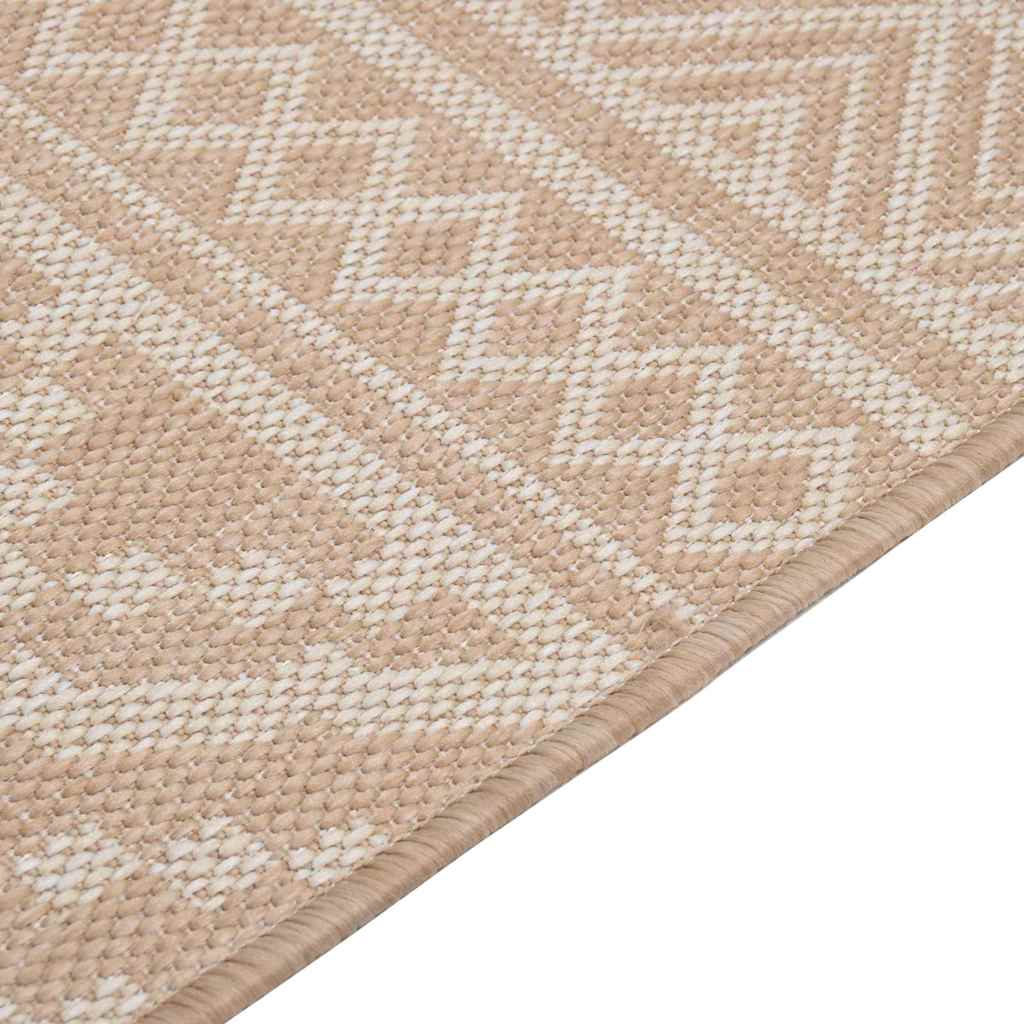 vidaXL Outdoor Flatweave Rug 160x230 cm Brown Stripes 4