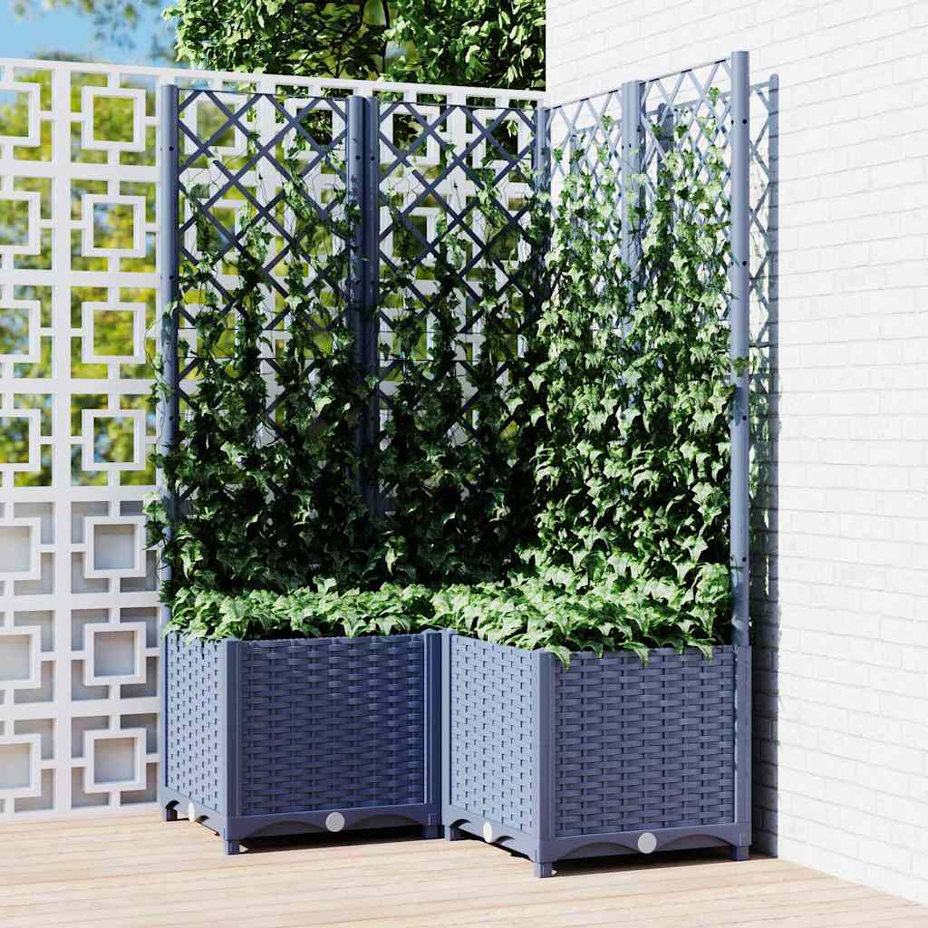 vidaXL Garden Planter with Trellis PP without Wheels Height 136 cm Width 80 cm