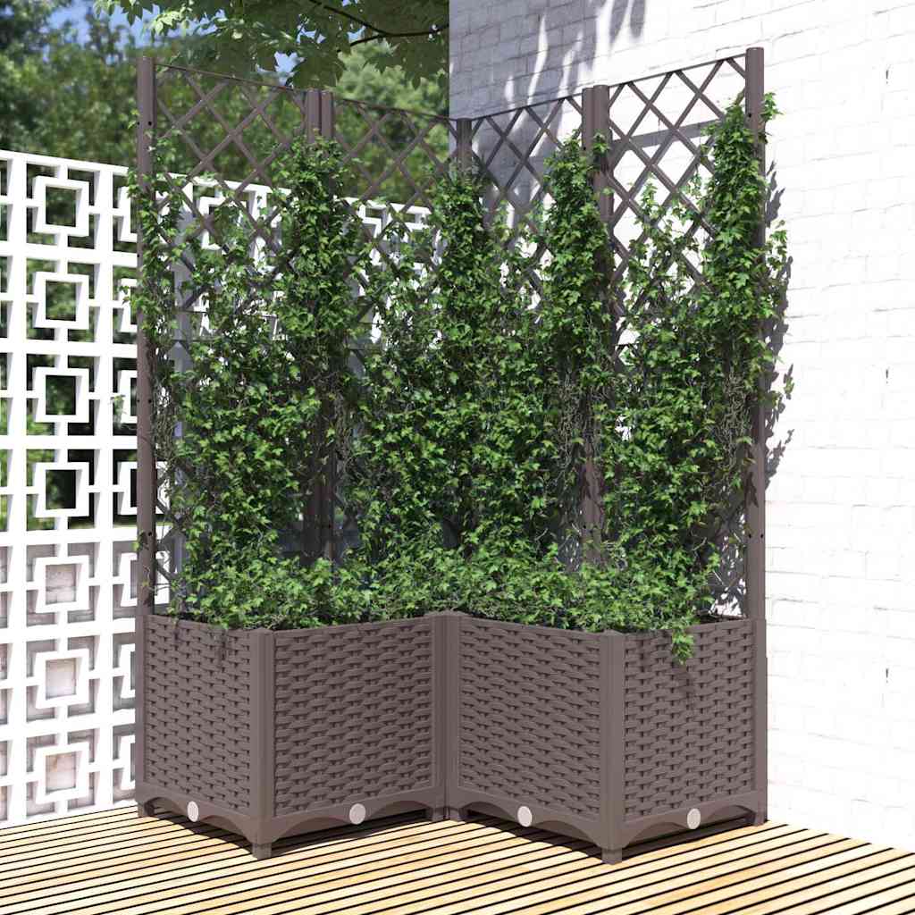 vidaXL Garden Planter with Trellis PP without Wheels Height 136 cm Width 80 cm