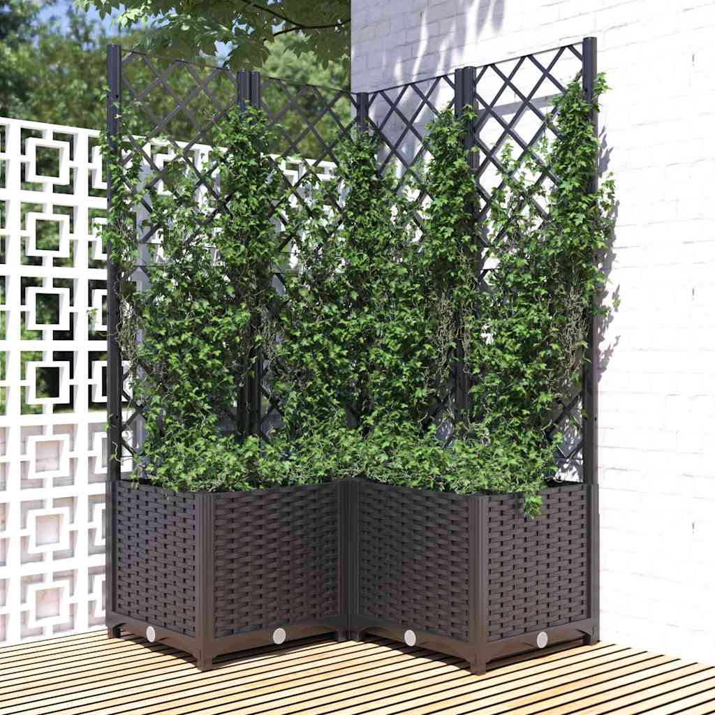 vidaXL Garden Planter with Trellis PP without Wheels Height 136 cm Width 80 cm