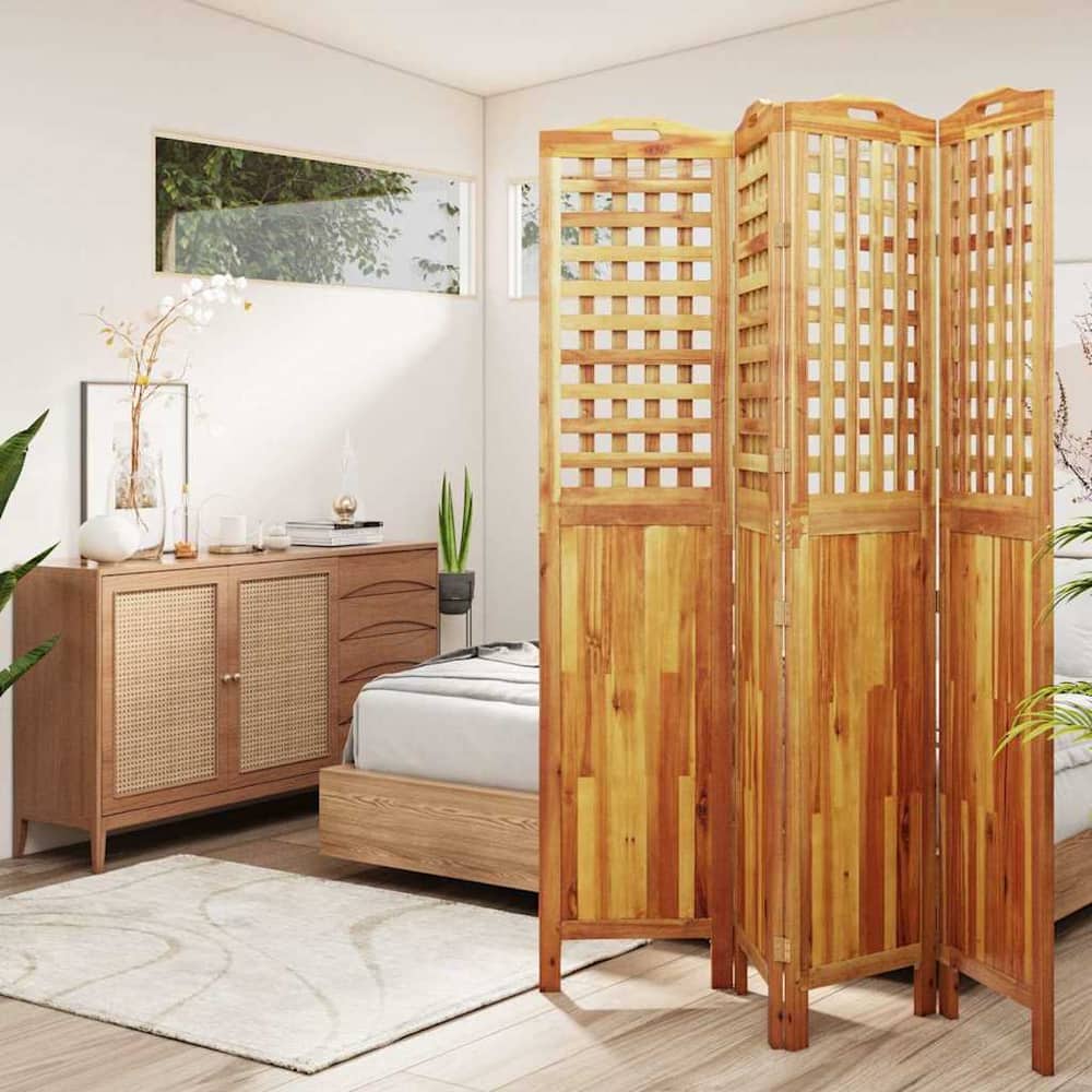 4-Panel Room Divider Solid Wood Acacia 162 cm 180 cm