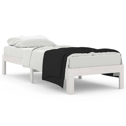vidaXL Bed Frame | White | Solid pine wood and plywood | Small single | Durable 2