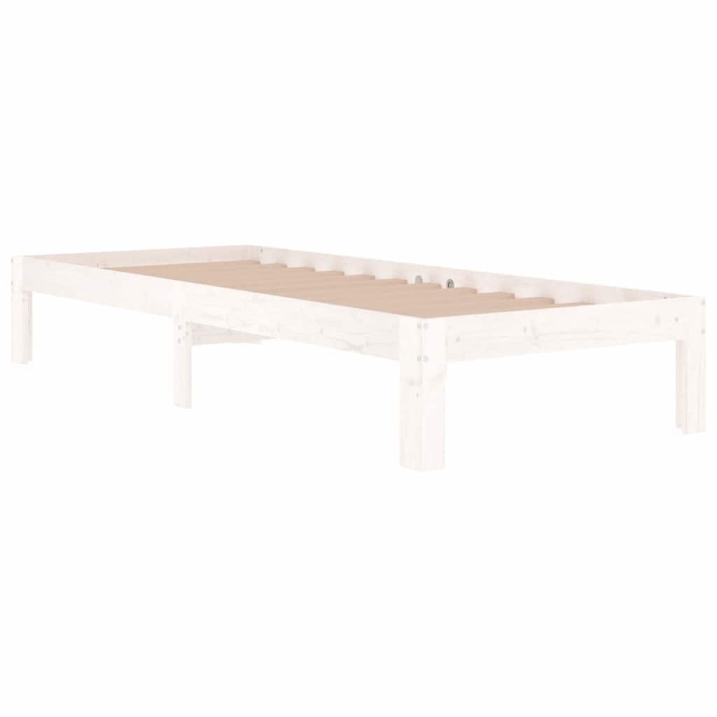 vidaXL Bed Frame | White | Solid pine wood and plywood | Small single | Durable 3