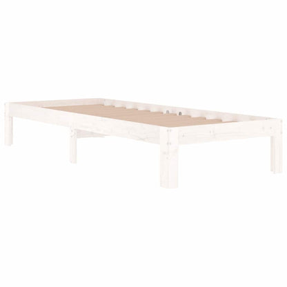 vidaXL Bed Frame | White | Solid pine wood and plywood | Small single | Durable 3