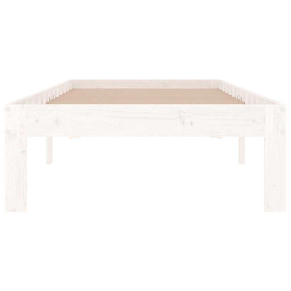 vidaXL Bed Frame | White | Solid pine wood and plywood | Small single | Durable 4