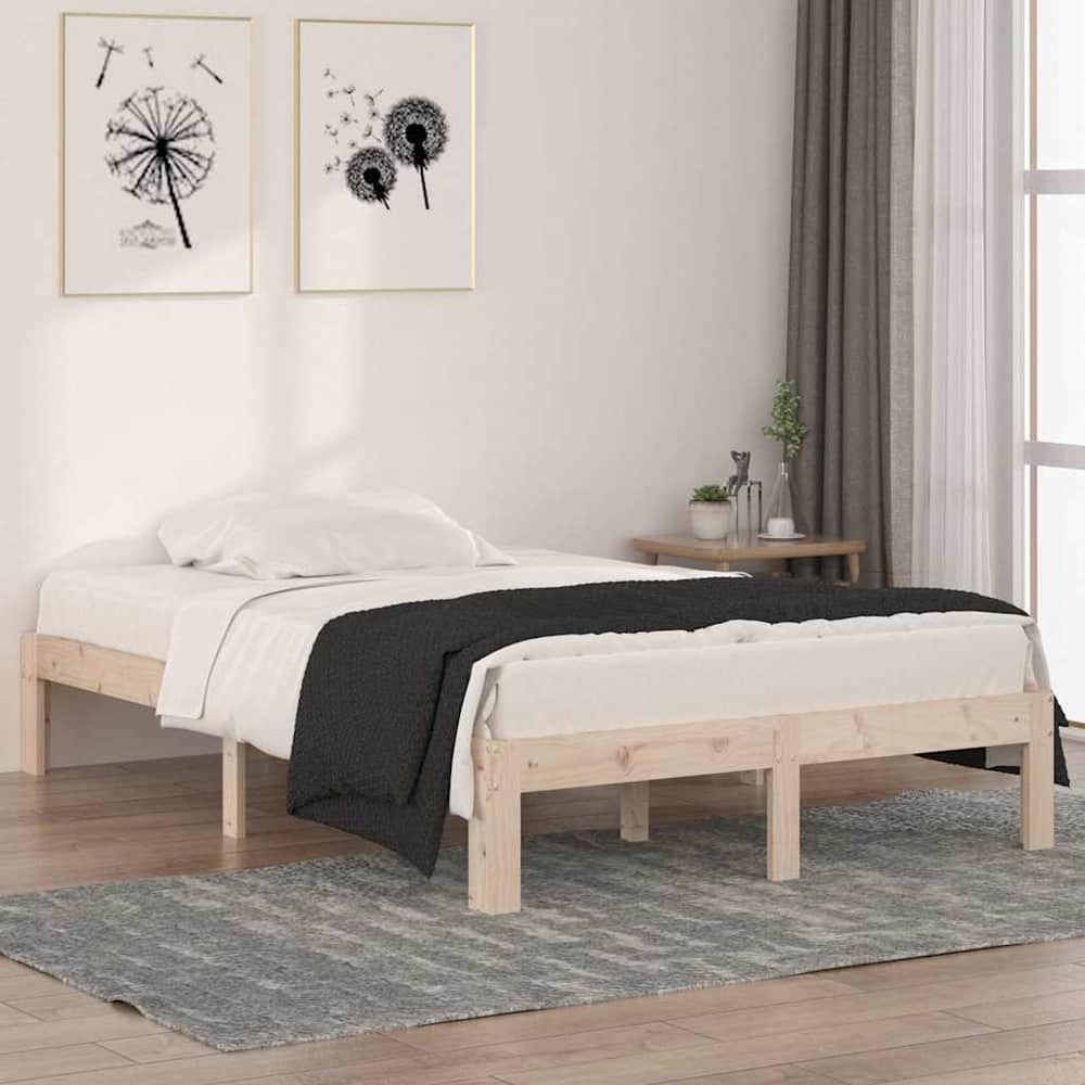 Bed Frame without Mattress Solid Wood Pine Natural 4ft small double