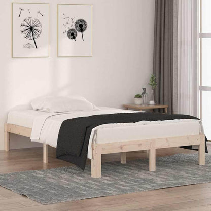 Bed Frame without Mattress Solid Wood Pine Natural 4ft small double