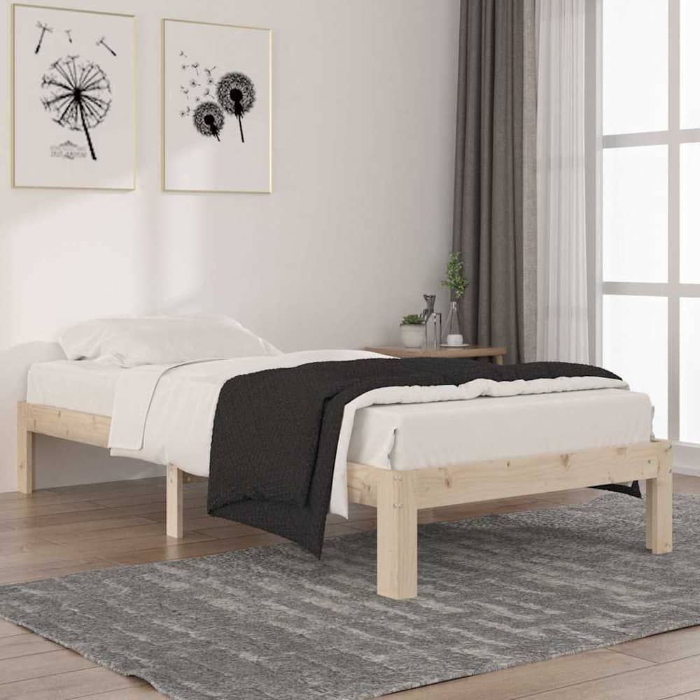 Bed Frame without Mattress Solid Wood Pine Natural 90 x 200 cm