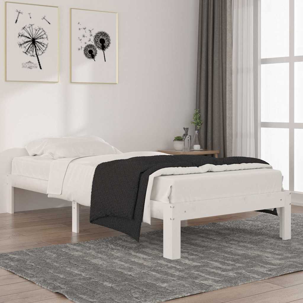 vidaXL Bed Frame | White | Solid Pine Wood | 90x200 cm | Modern | Bed Frame 1