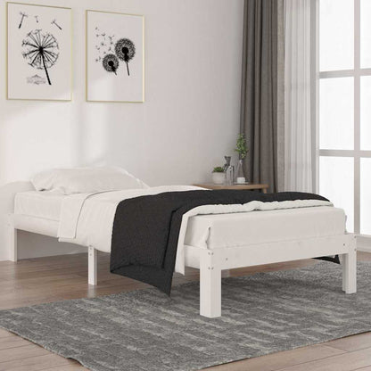 vidaXL Bed Frame | White | Solid Pine Wood | 90x200 cm | Modern | Bed Frame 1