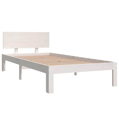 vidaXL Bed Frame without Mattress White Solid Wood Pine 90x200cm 3