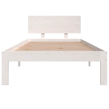 vidaXL Bed Frame without Mattress White Solid Wood Pine 90x200cm 4